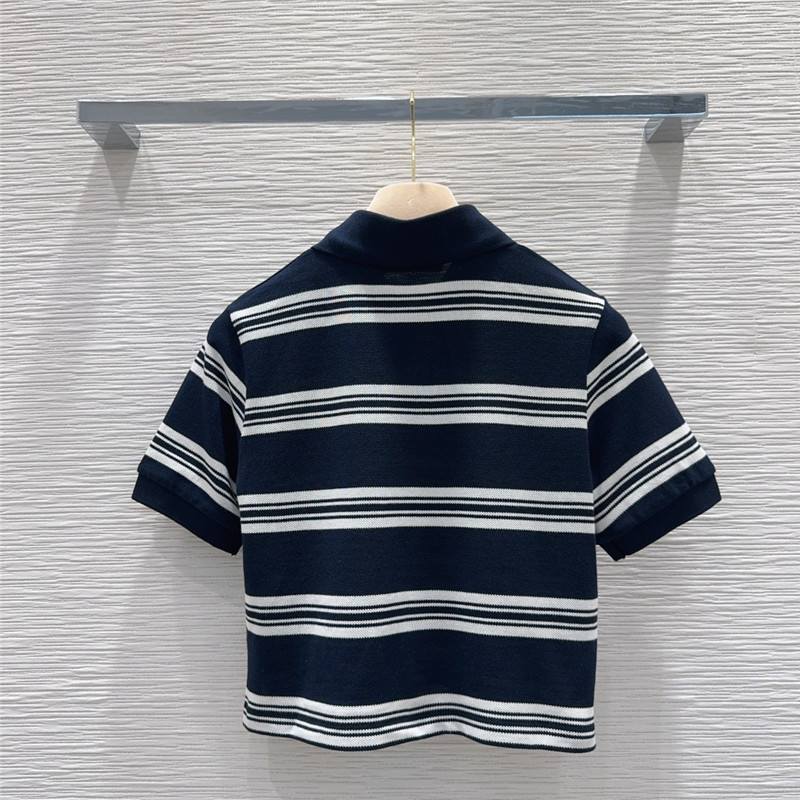 M1um1u contrast striped polo top replica d&g clothing