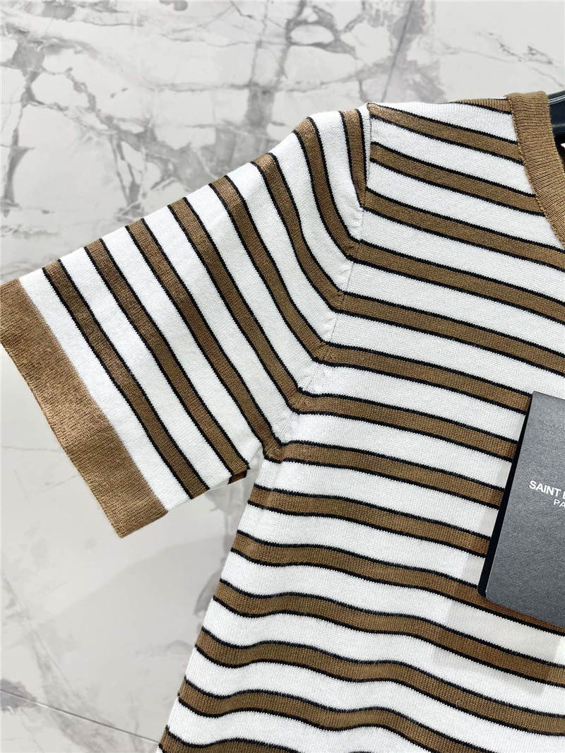 Y51 round neck classic striped knitted short sleeves replica clothes