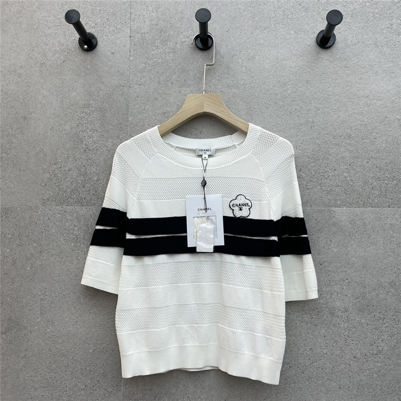 Ch**el round neck striped short sleeve replica clothing sites