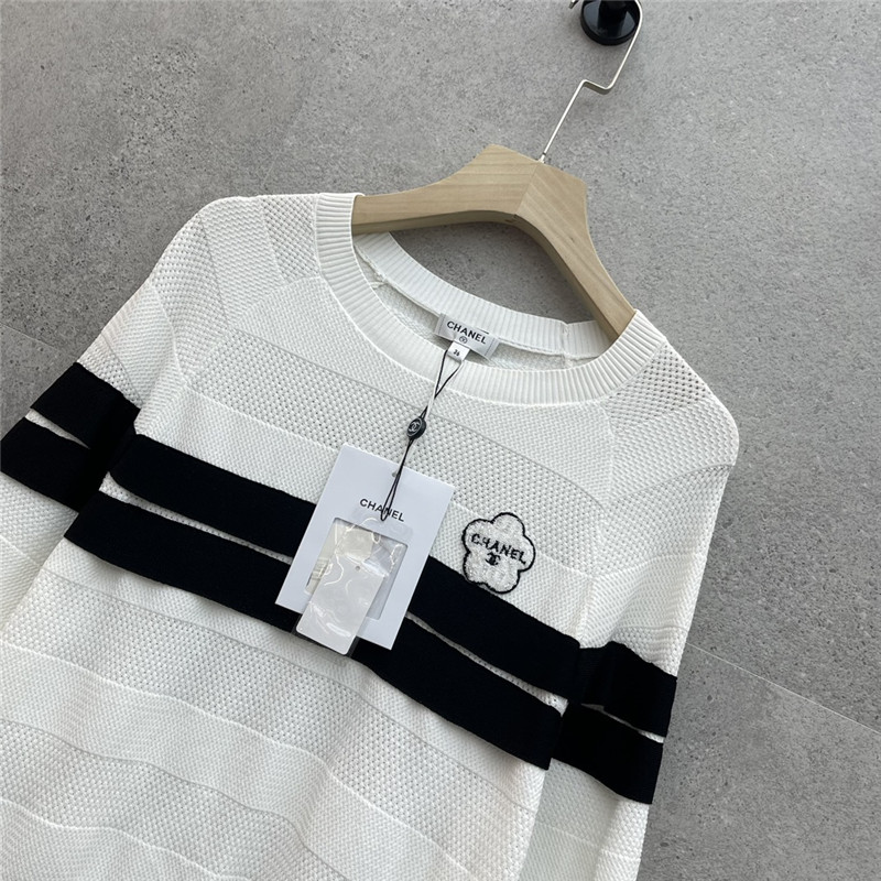 Ch**el round neck striped short sleeve replica clothing sites