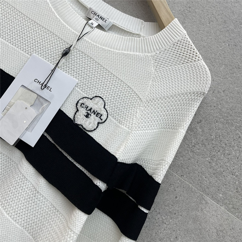 Ch**el round neck striped short sleeve replica clothing sites