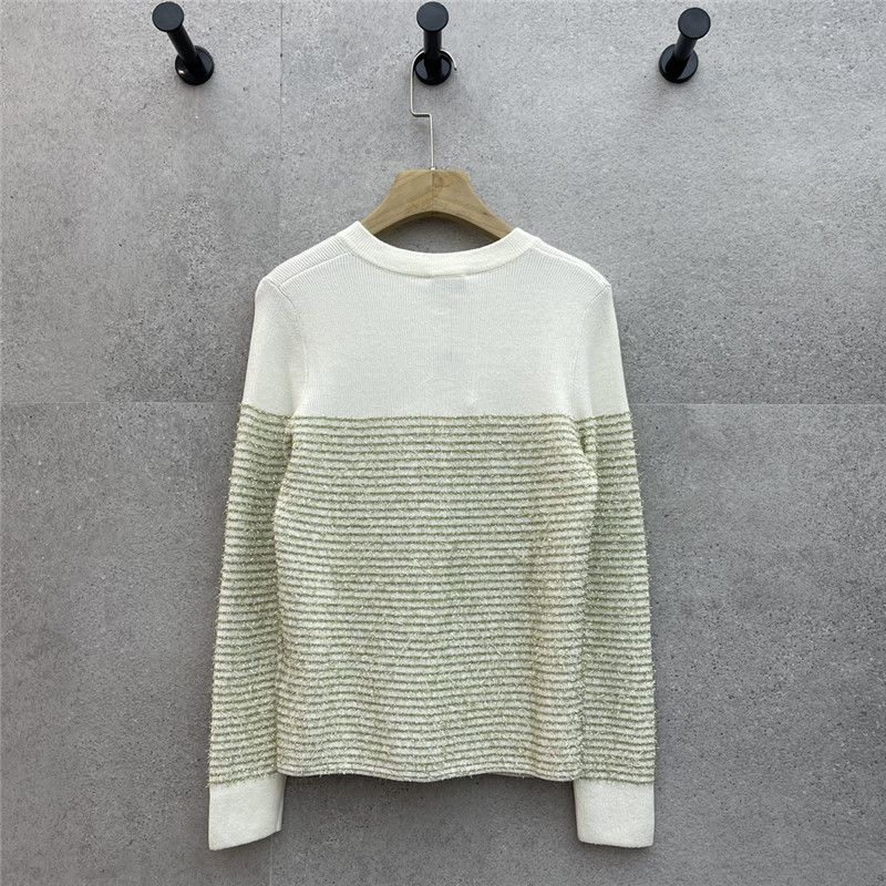 Ch**el striped contrast gold thread knitted cardigan replica clothes