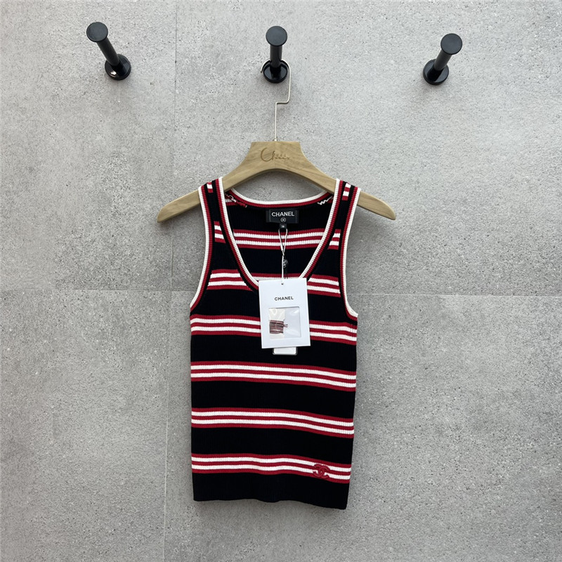 Ch**el contrast striped knitted vest replicas clothes