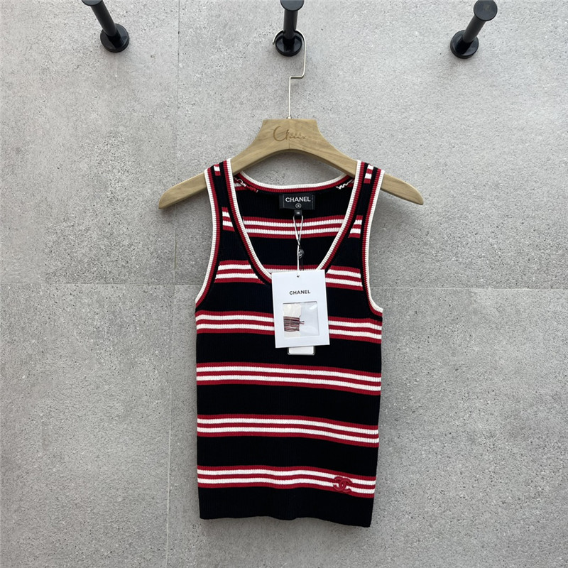 Ch**el contrast striped knitted vest replicas clothes