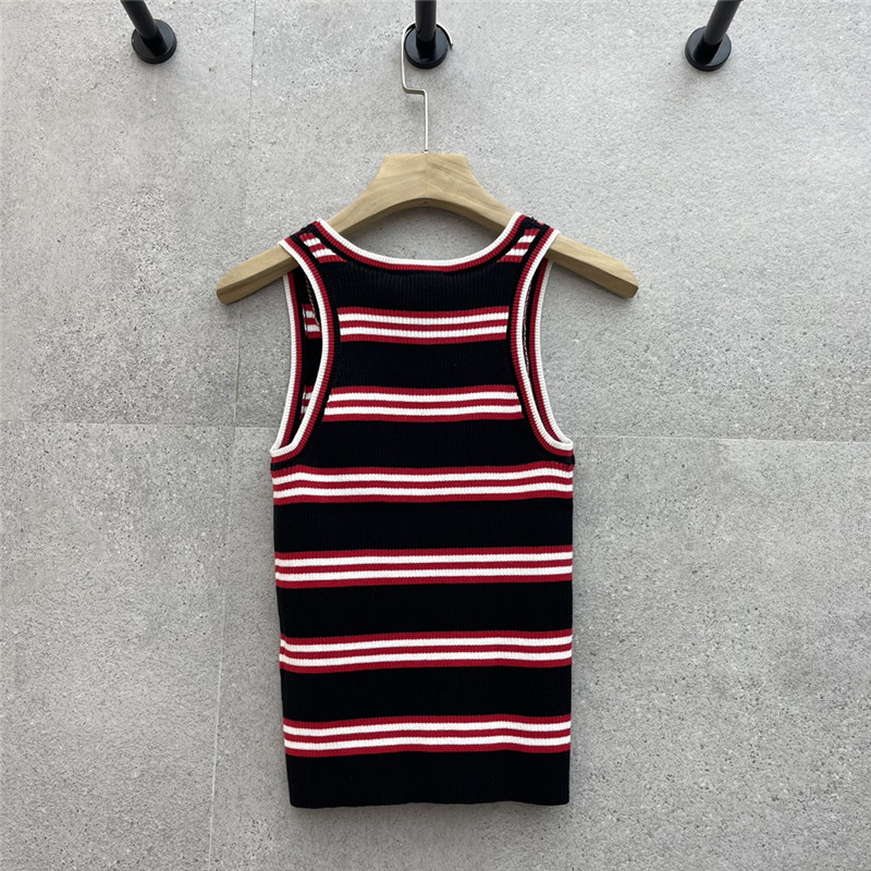 Ch**el contrast striped knitted vest replicas clothes