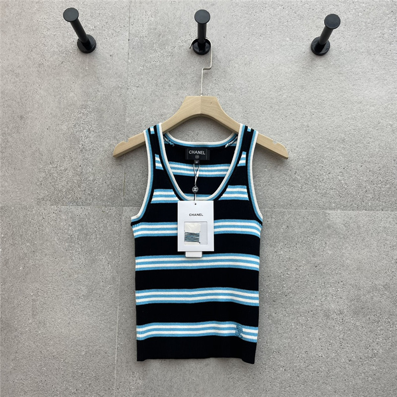 Ch**el contrast striped knitted vest replicas clothes