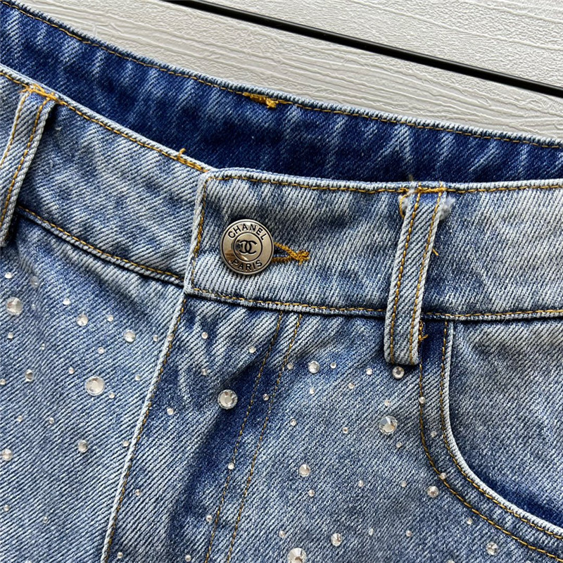 Ch**el classic printed denim shorts replica clothes