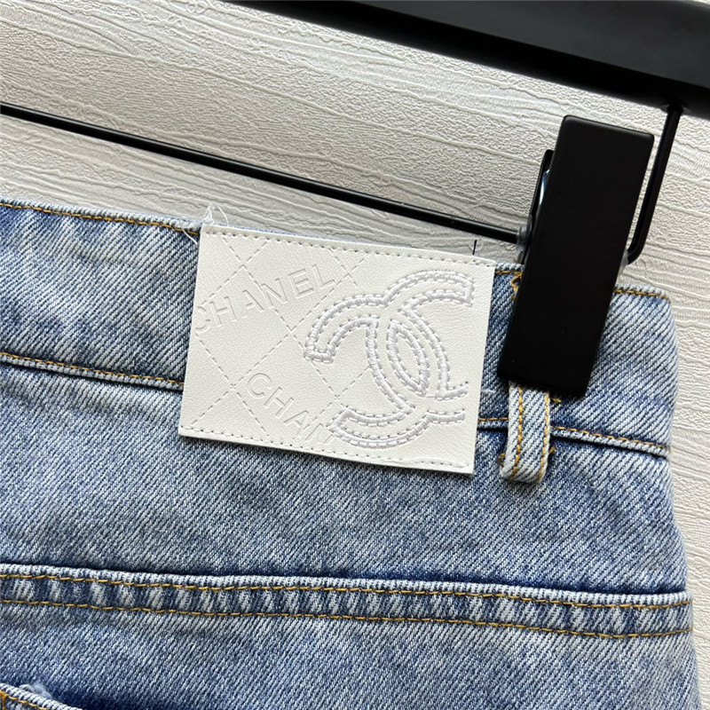 Ch**el classic printed denim shorts replica clothes