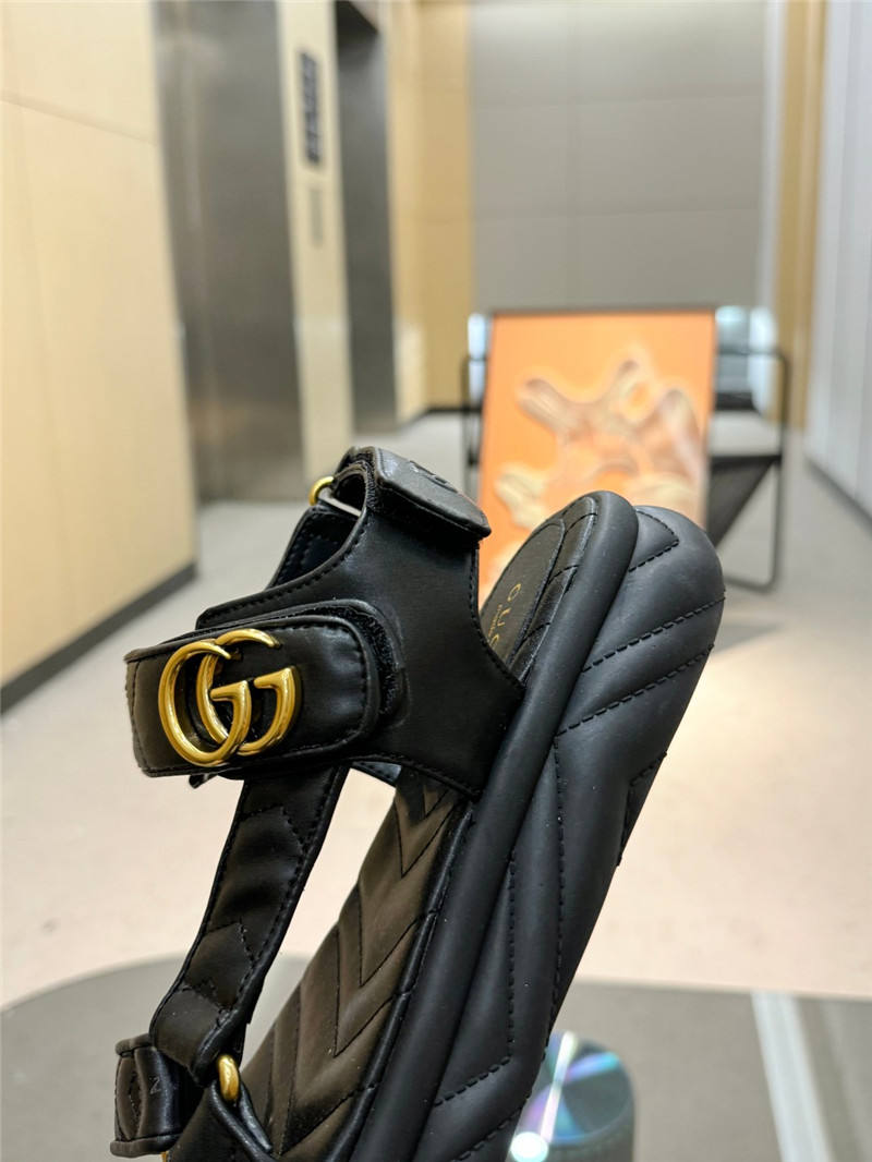 Gvc*1 double g strappy house sandals in black quilted leather