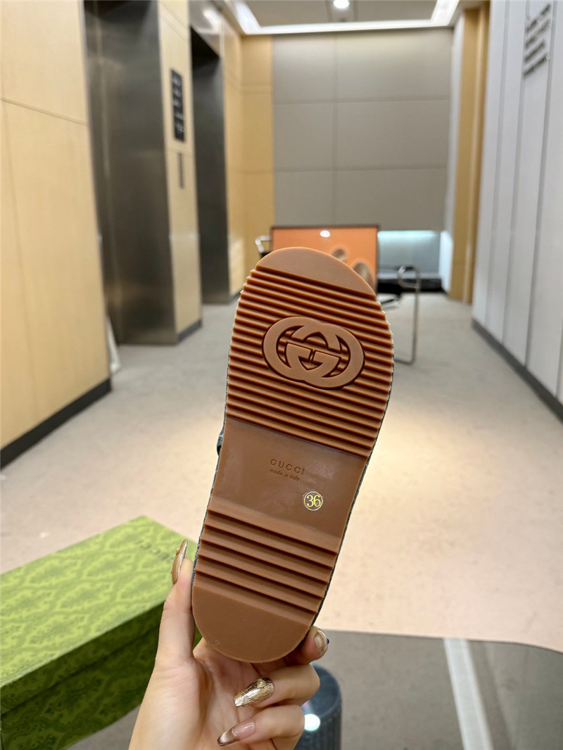 Gvc*1 platform strap sandals in blue oblique denim canvas