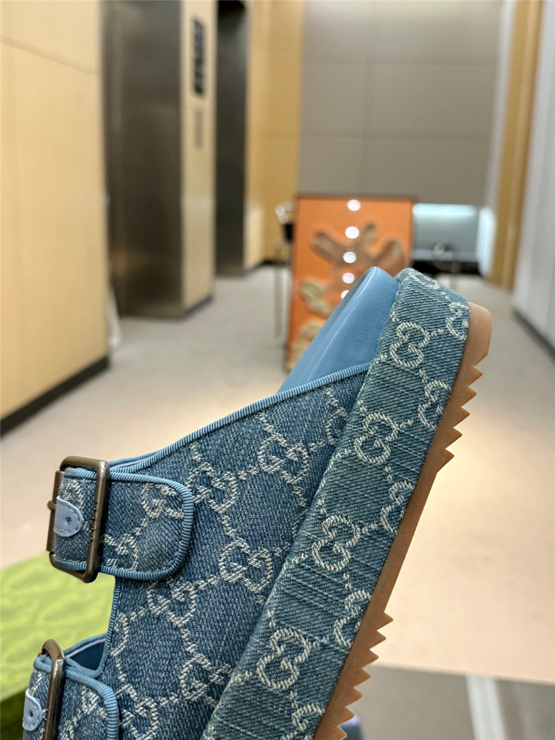 Gvc*1 platform strap sandals in blue oblique denim canvas