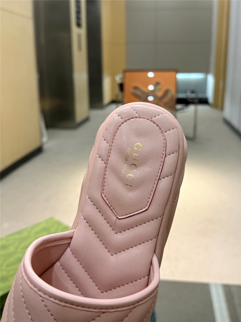 Gvc*1 gg marmont pink quilted leather slide sandals