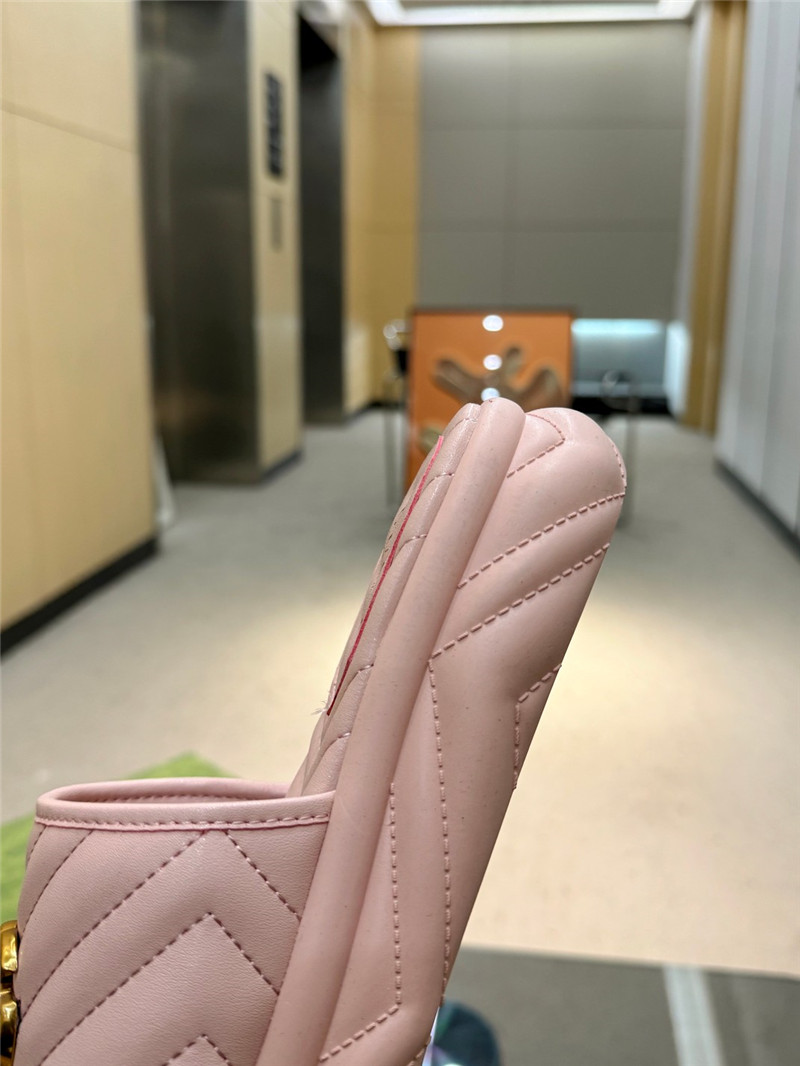 Gvc*1 gg marmont pink quilted leather slide sandals