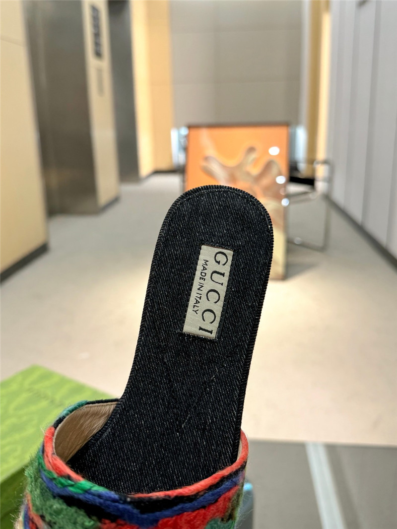 Gvc*1 floral embroidered slide sandals in black denim