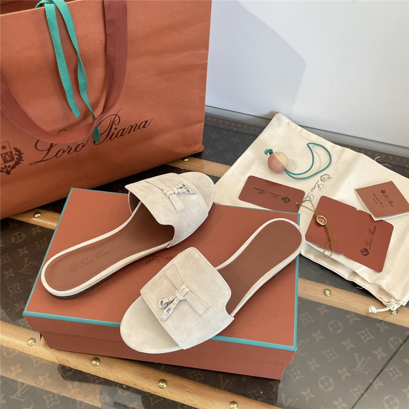 L0r0 P1ana summer charms flat sandals in neutral suede