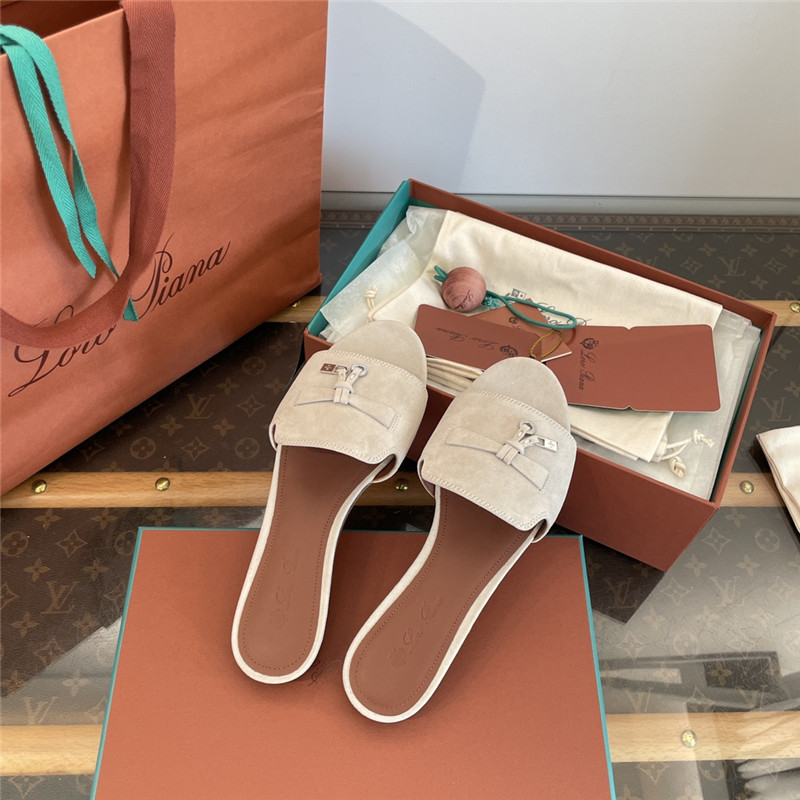 L0r0 P1ana summer charms flat sandals in neutral suede