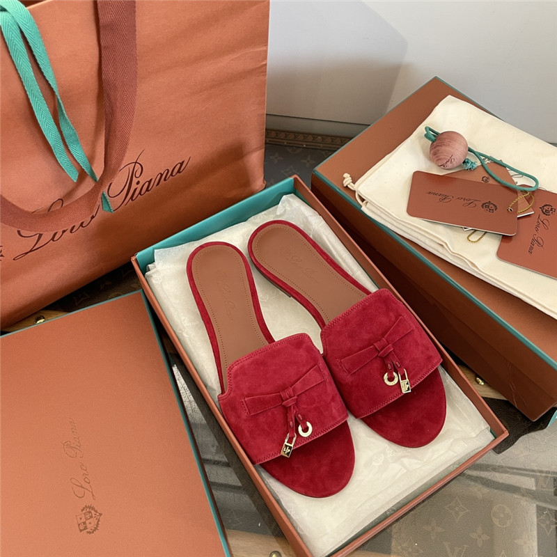 L0r0 P1ana summer charms flat sandals in camu fruit suede