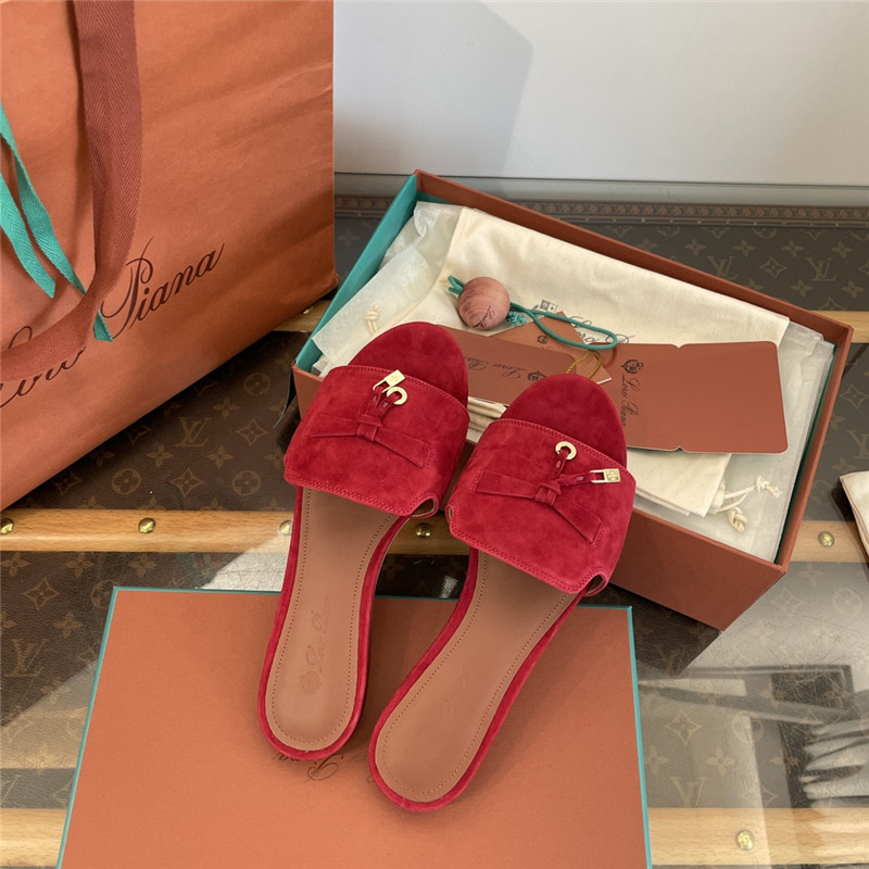 L0r0 P1ana summer charms flat sandals in camu fruit suede