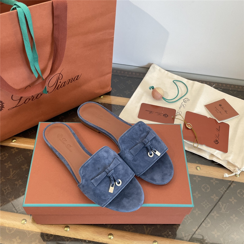 L0r0 P1ana summer charms sandals in zircon suede goatskin