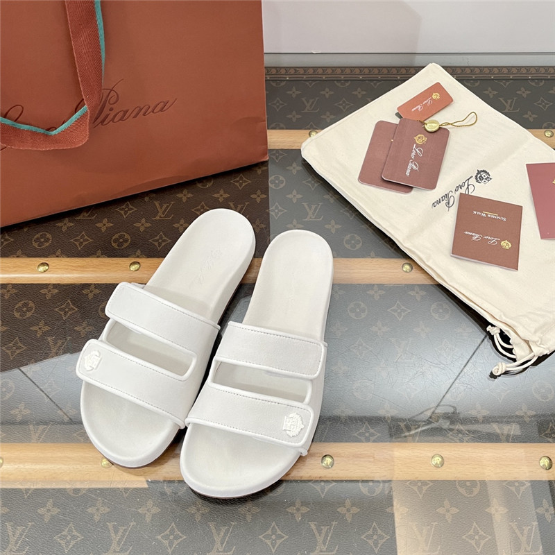 L0r0 P1ana waikiki slide sandals in white suede