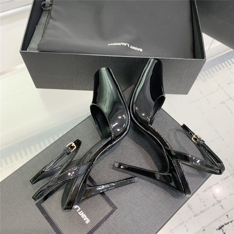 Sa1nt Lau*nt la scandale sandals in black patent leather