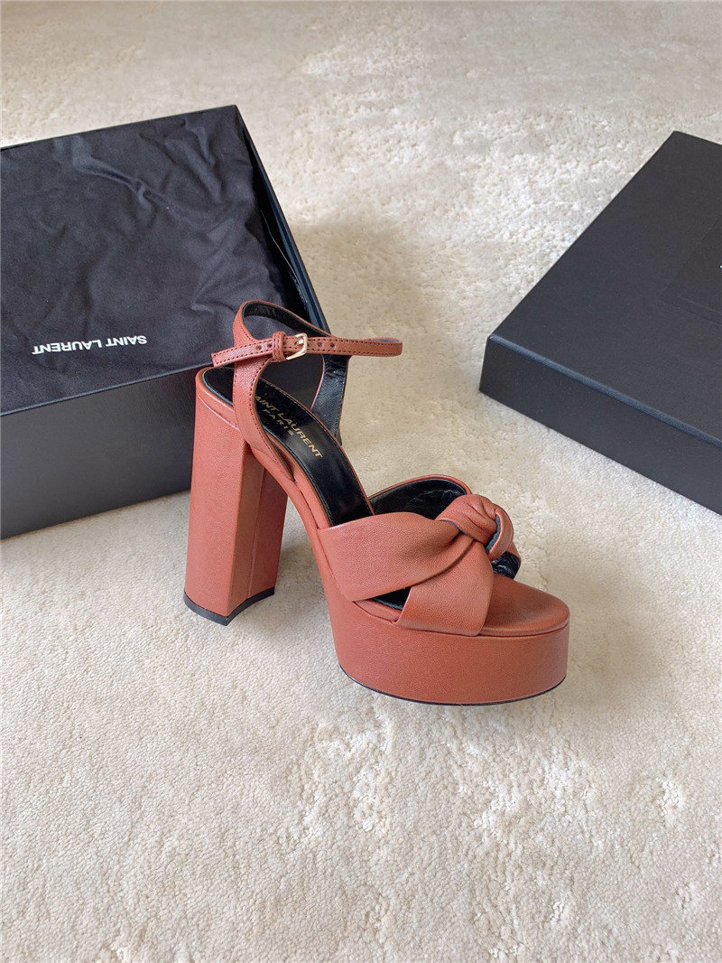 Sa1nt Lau*nt bianca platform sandals brown smooth leather