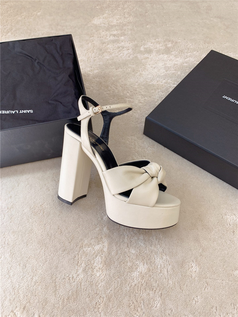 Sa1nt Lau*nt bianca platform sandals white smooth leather