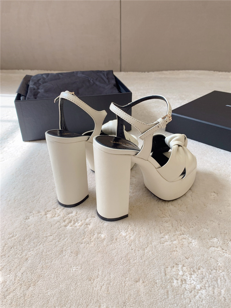 Sa1nt Lau*nt bianca platform sandals white smooth leather