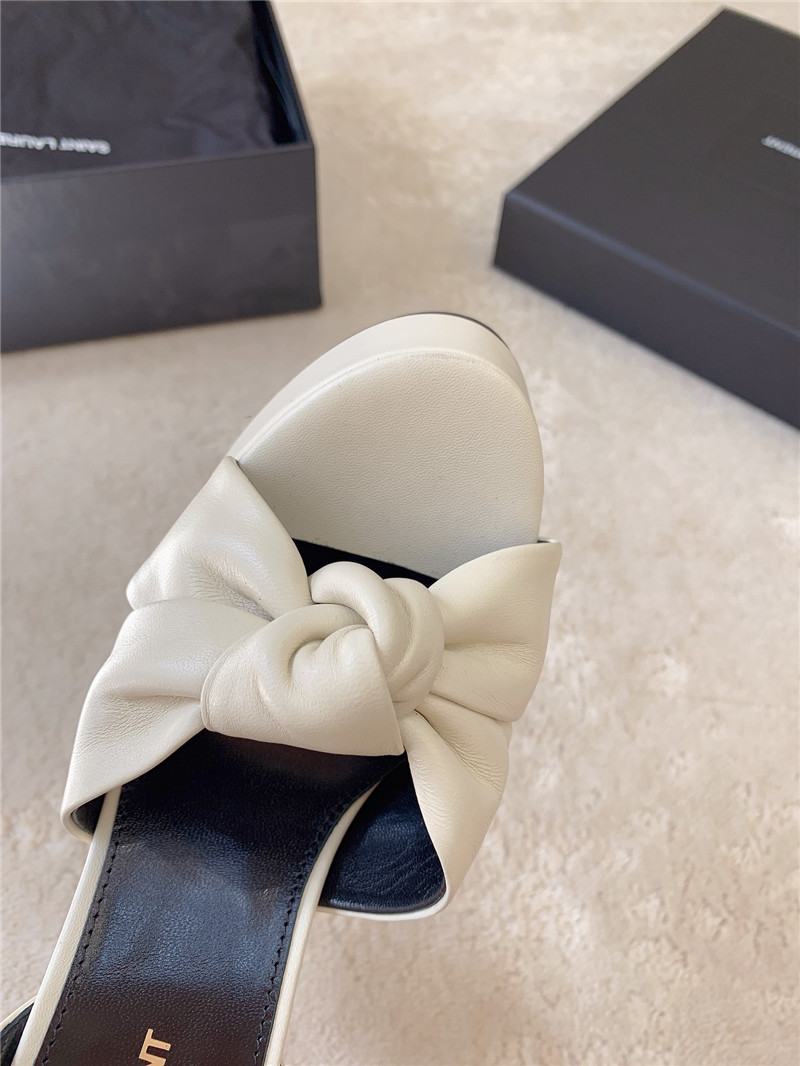 Sa1nt Lau*nt bianca platform sandals white smooth leather