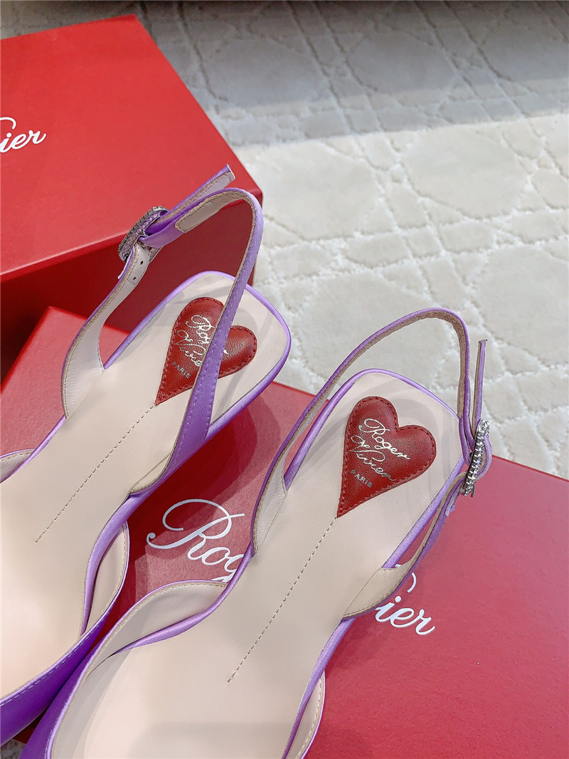 Roger Vivier Viv’ Canard Satin Purple Slingback Pumps