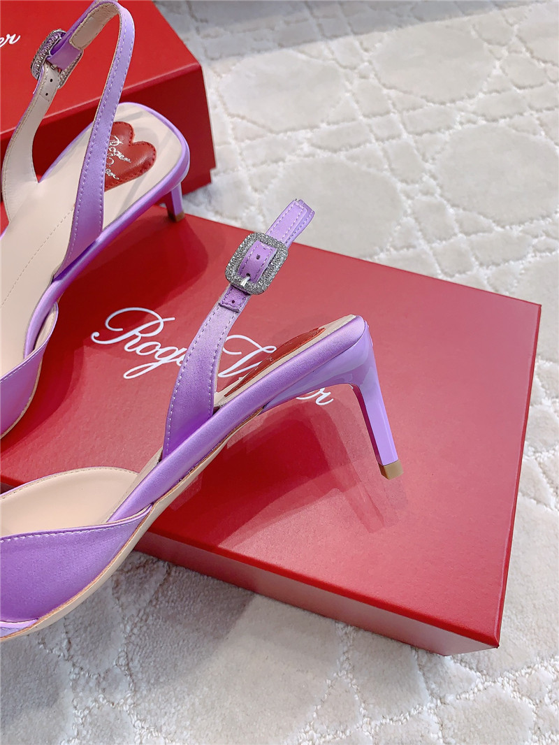 Roger Vivier Viv’ Canard Satin Purple Slingback Pumps