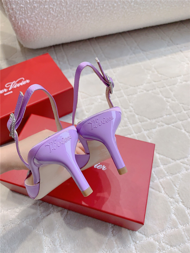 Roger Vivier Viv’ Canard Satin Purple Slingback Pumps