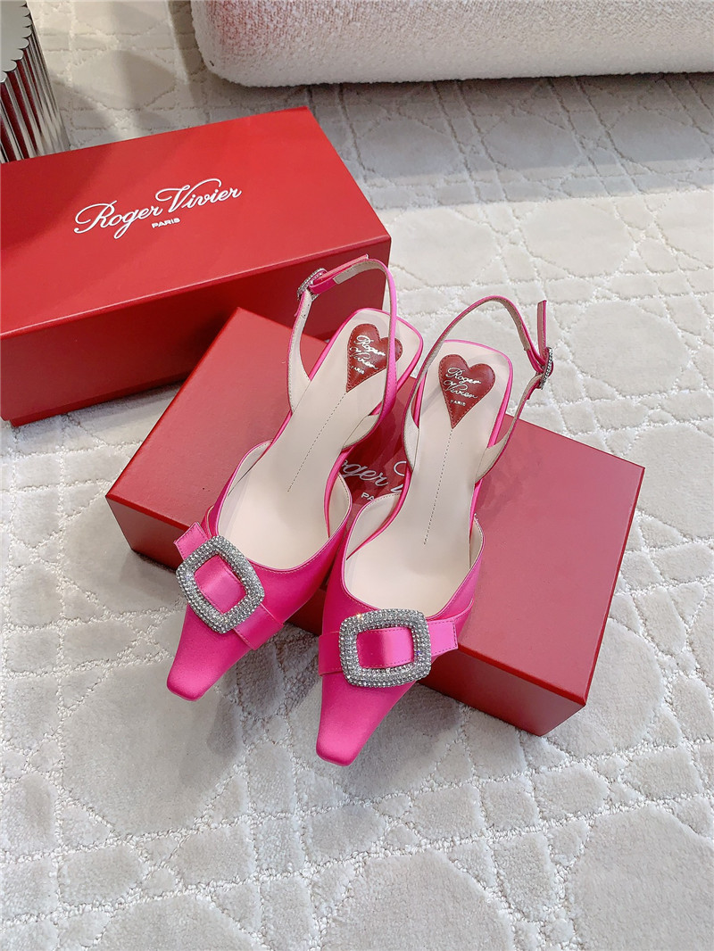 Roger Vivier Viv’ Canard Satin Fuchsia Slingback Pumps