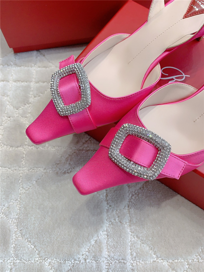 Roger Vivier Viv’ Canard Satin Fuchsia Slingback Pumps