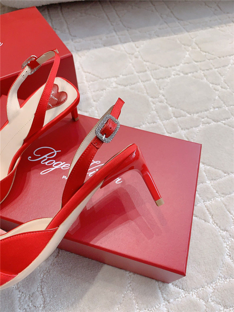 Roger Vivier Viv’ Canard Satin Red Slingback Pumps