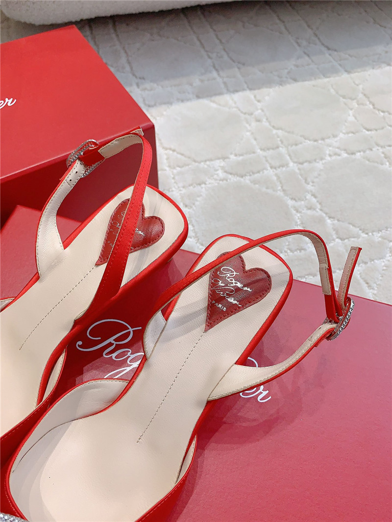 Roger Vivier Viv’ Canard Satin Red Slingback Pumps