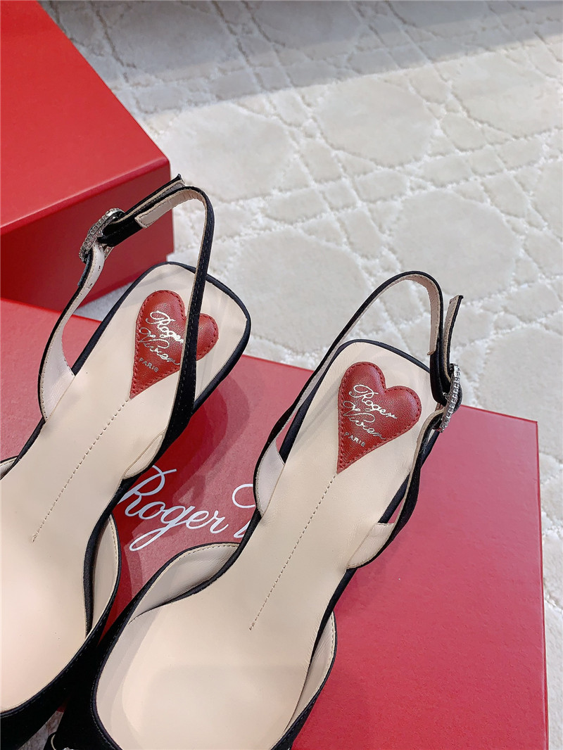 Roger Vivier Viv’ Canard Black Satin Slingback Pumps