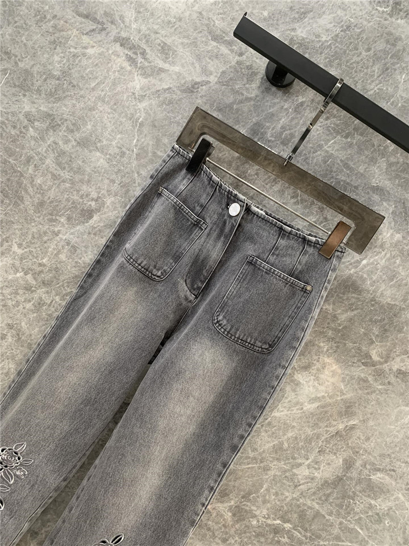 Ch**el camellia hollow front pocket jeans replica clothes