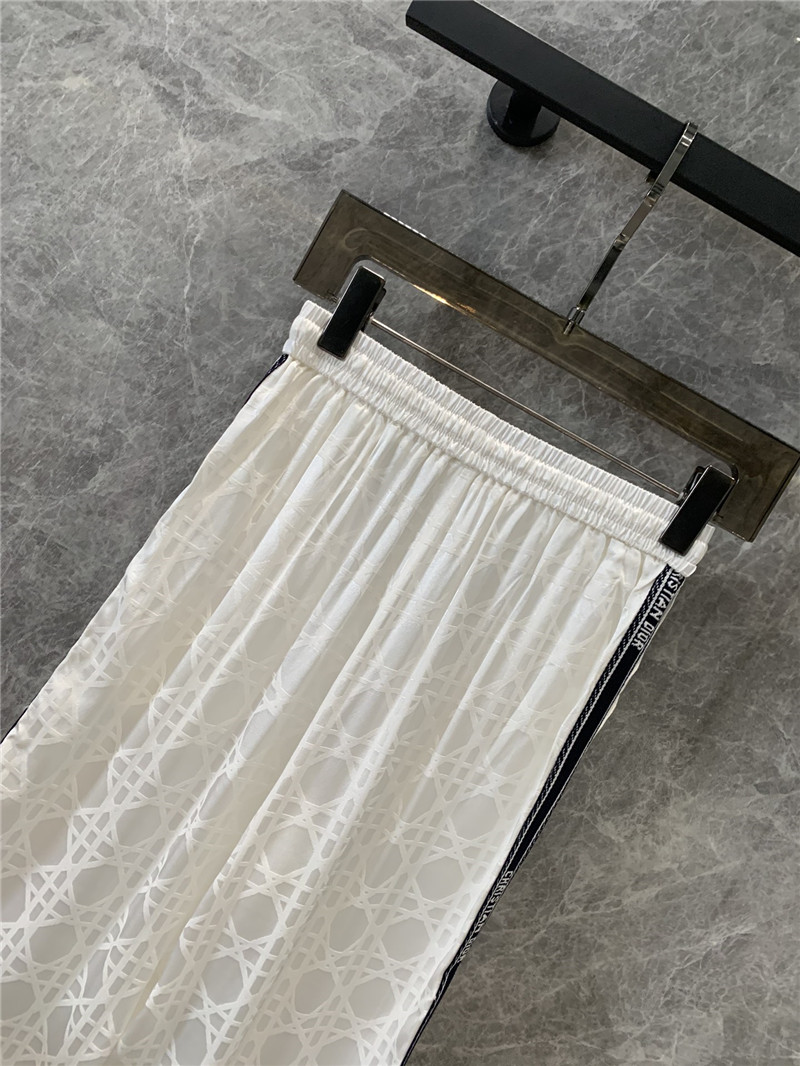 D10r oblique white jacquard velvet wide-leg pants