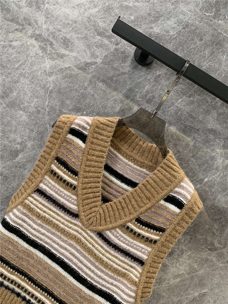 Ganni V-neck striped color block knit vest replica clothing