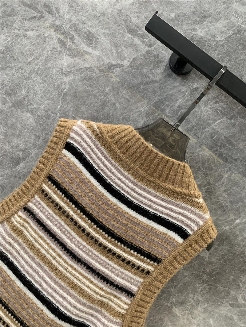 Ganni V-neck striped color block knit vest replica clothing