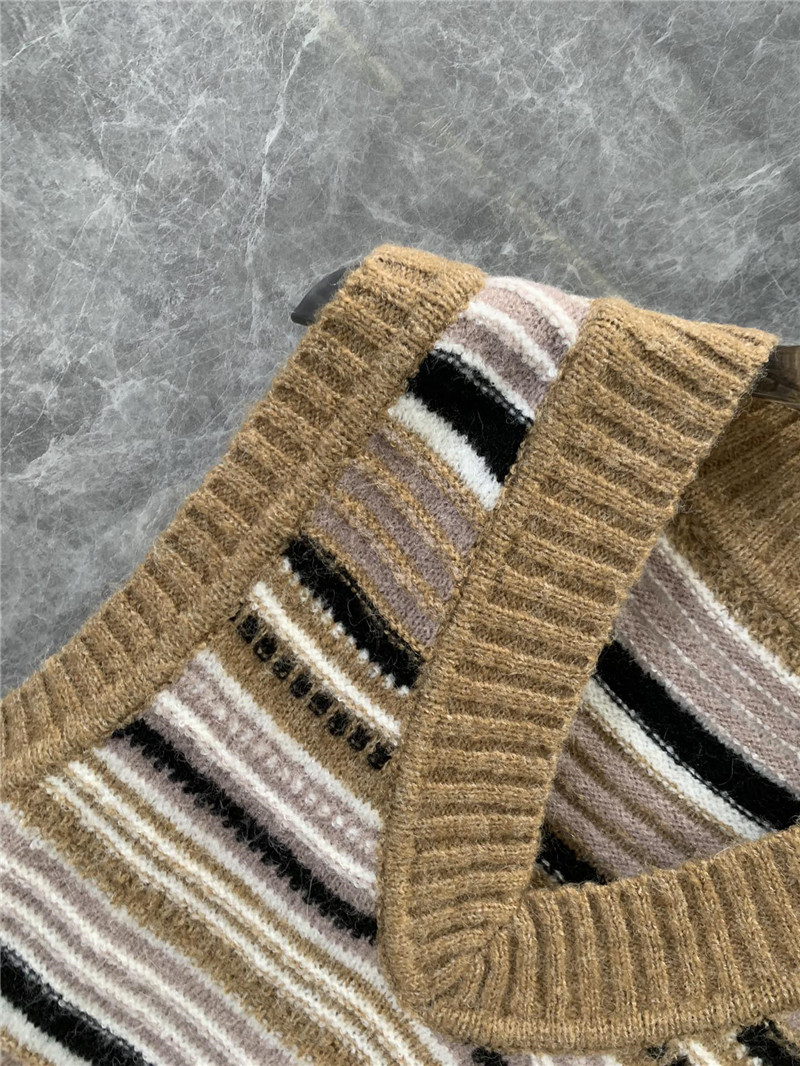 Ganni V-neck striped color block knit vest replica clothing
