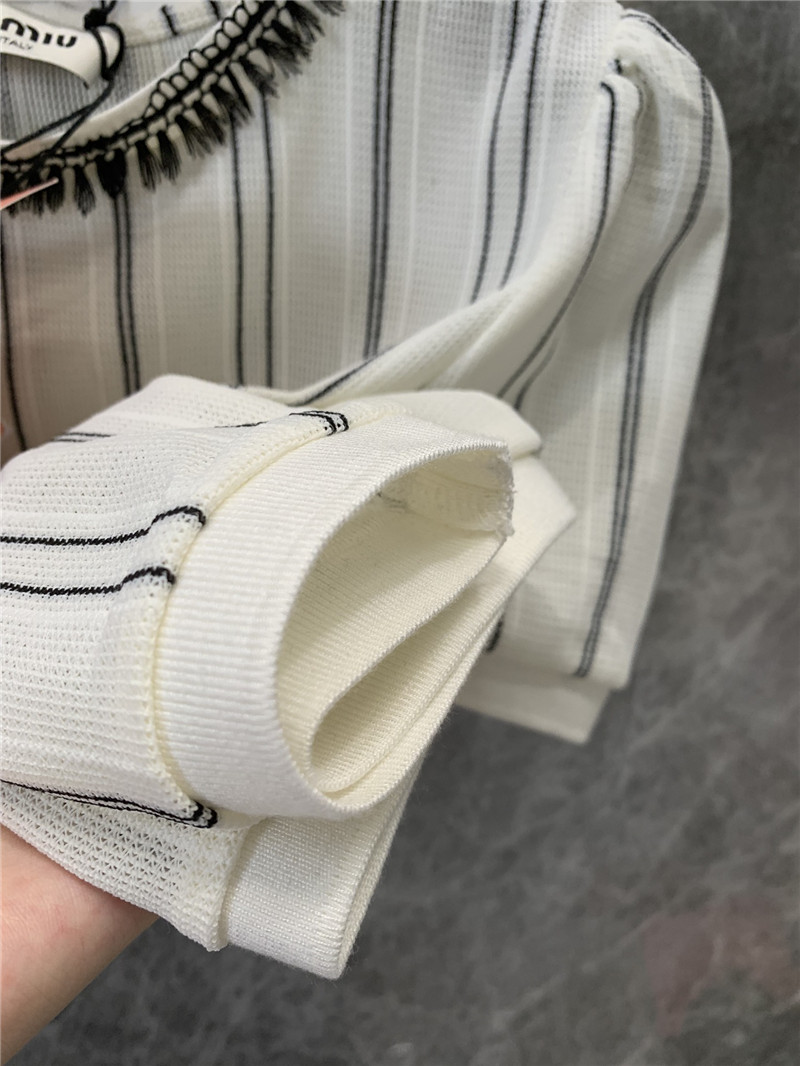 M1um1u vertical striped short-sleeved top replica designer clothes