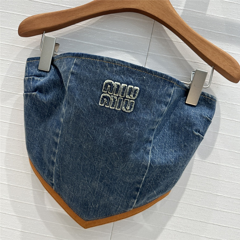 M1um1u denim tube top small vest replicas clothes