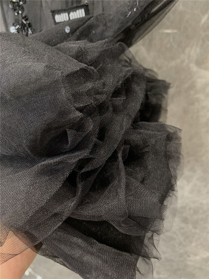 M1um1u round neck sleeveless mesh rhinestone top replicas clothes