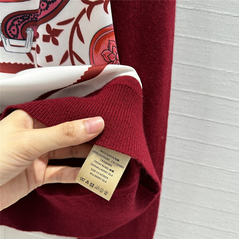 H**me5 saddle print pattern patchwork knitted top replica clothes