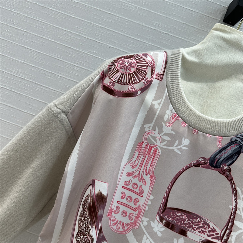 H**me5 saddle print pattern patchwork knitted top replica clothes