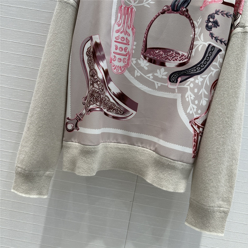 H**me5 saddle print pattern patchwork knitted top replica clothes