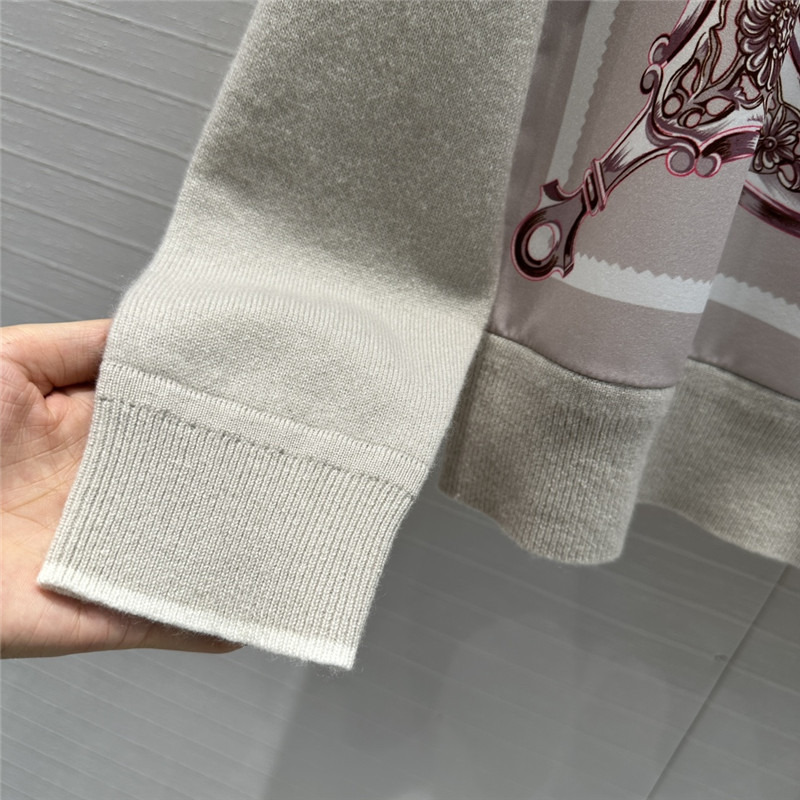 H**me5 saddle print pattern patchwork knitted top replica clothes