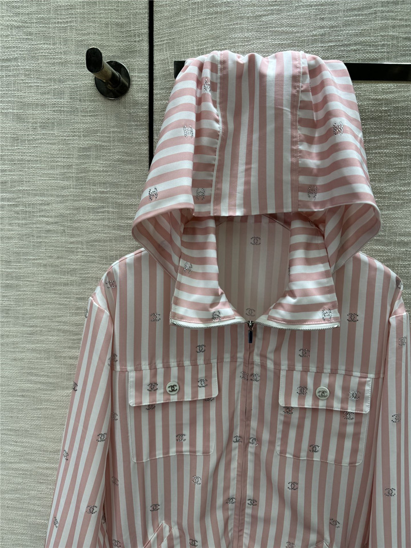 Ch**el vertical striped lapel hooded jacket replica d&g clothing